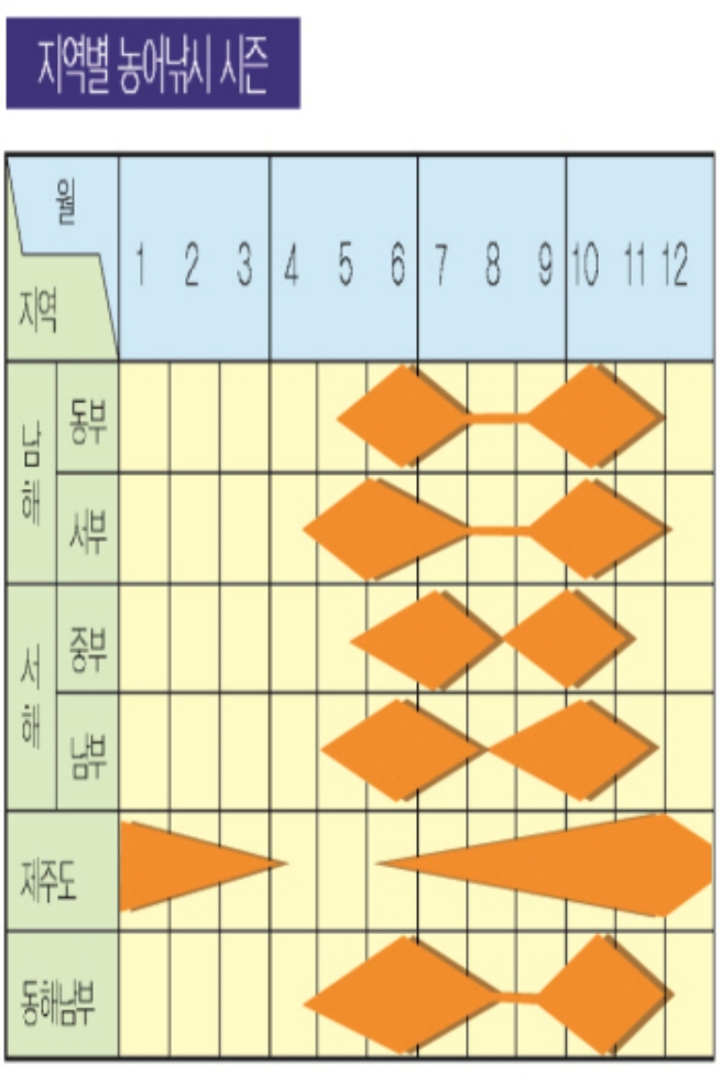 3.jpg 지역별 농어낚시 시즌 월 1 2 3 4 5 6 7 8 9 10 11 12 지역 남해 동부 서부 서해 중부 남부 제주도 동해남부